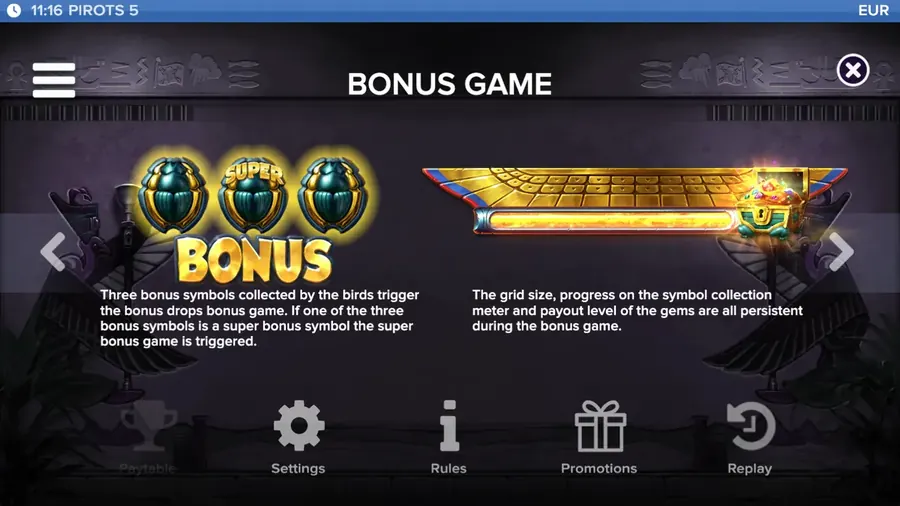 Bonus Game y Super Bonus de Pirots 5