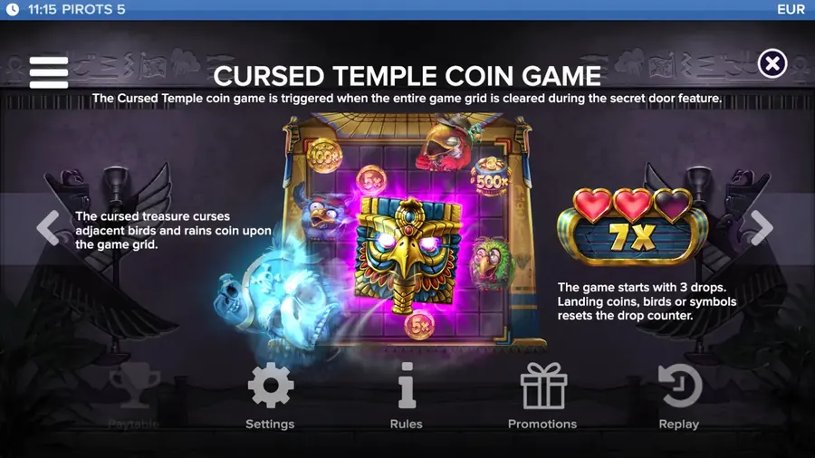 Juego de monedas Cursed Temple Hold and Win de Pirots 5
